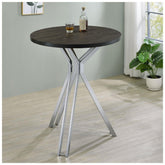 Edgerton Round Wood Top Bar Table Dark Oak and Chrome 183131
