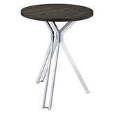 Edgerton Round Wood Top Bar Table Dark Oak and Chrome 183131