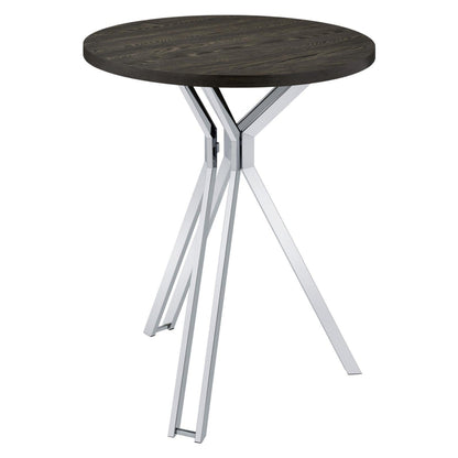 Edgerton Round Wood Top Bar Table Dark Oak and Chrome 183131