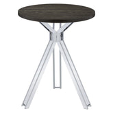 Edgerton Round Wood Top Bar Table Dark Oak and Chrome 183131