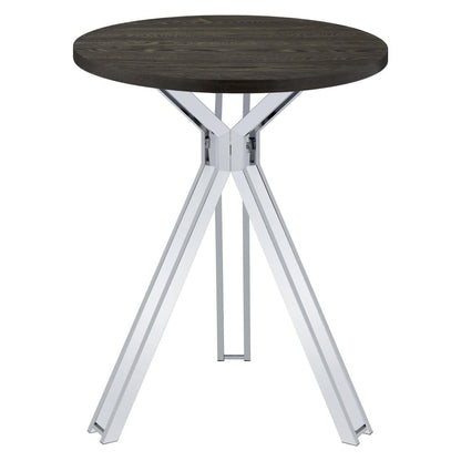 Edgerton Round Wood Top Bar Table Dark Oak and Chrome 183131