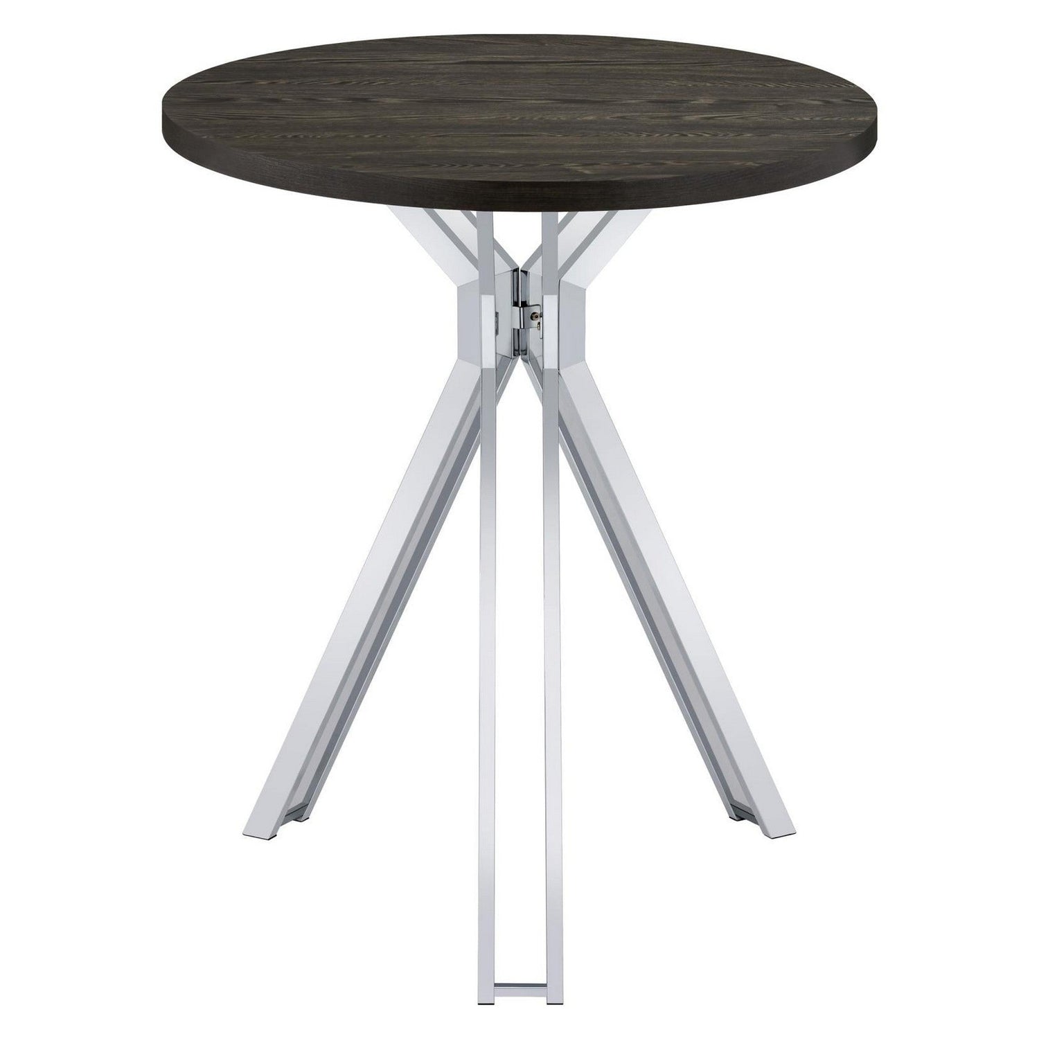 Edgerton Round Wood Top Bar Table Dark Oak and Chrome 183131