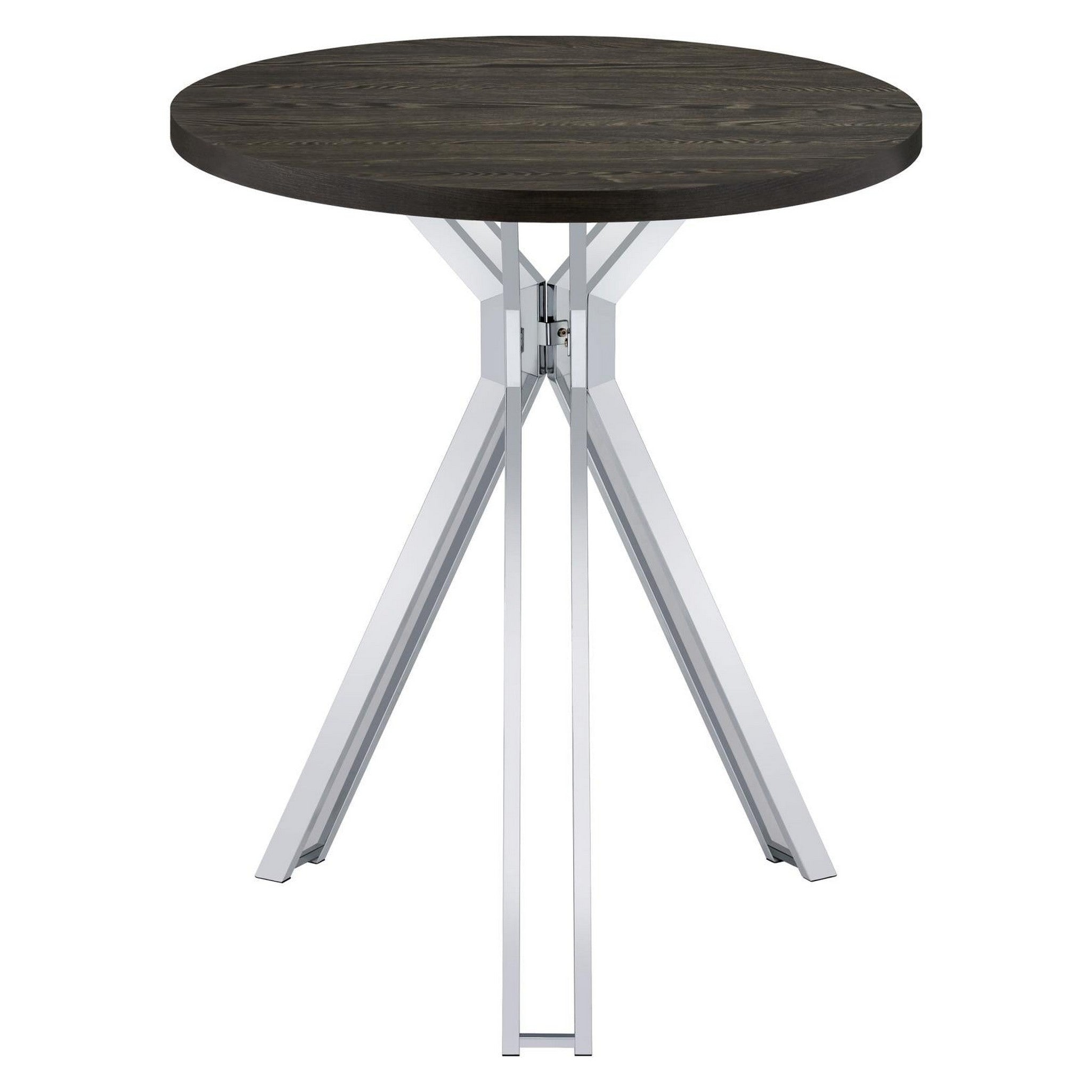 Edgerton Round Wood Top Bar Table Dark Oak and Chrome 183131