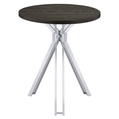 Edgerton Round Wood Top Bar Table Dark Oak and Chrome 183131