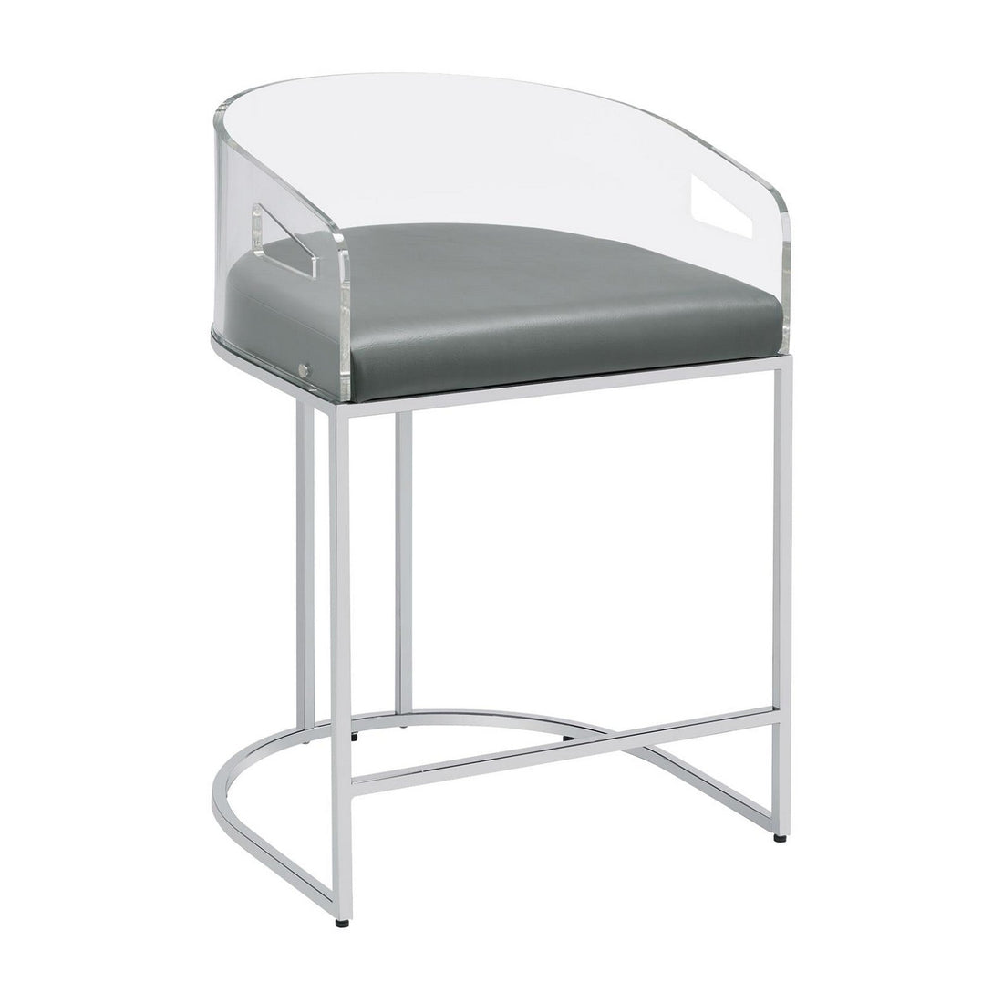 Thermosolis Acrylic Back Counter Height Stools Grey and Chrome (Set of 2) 183405