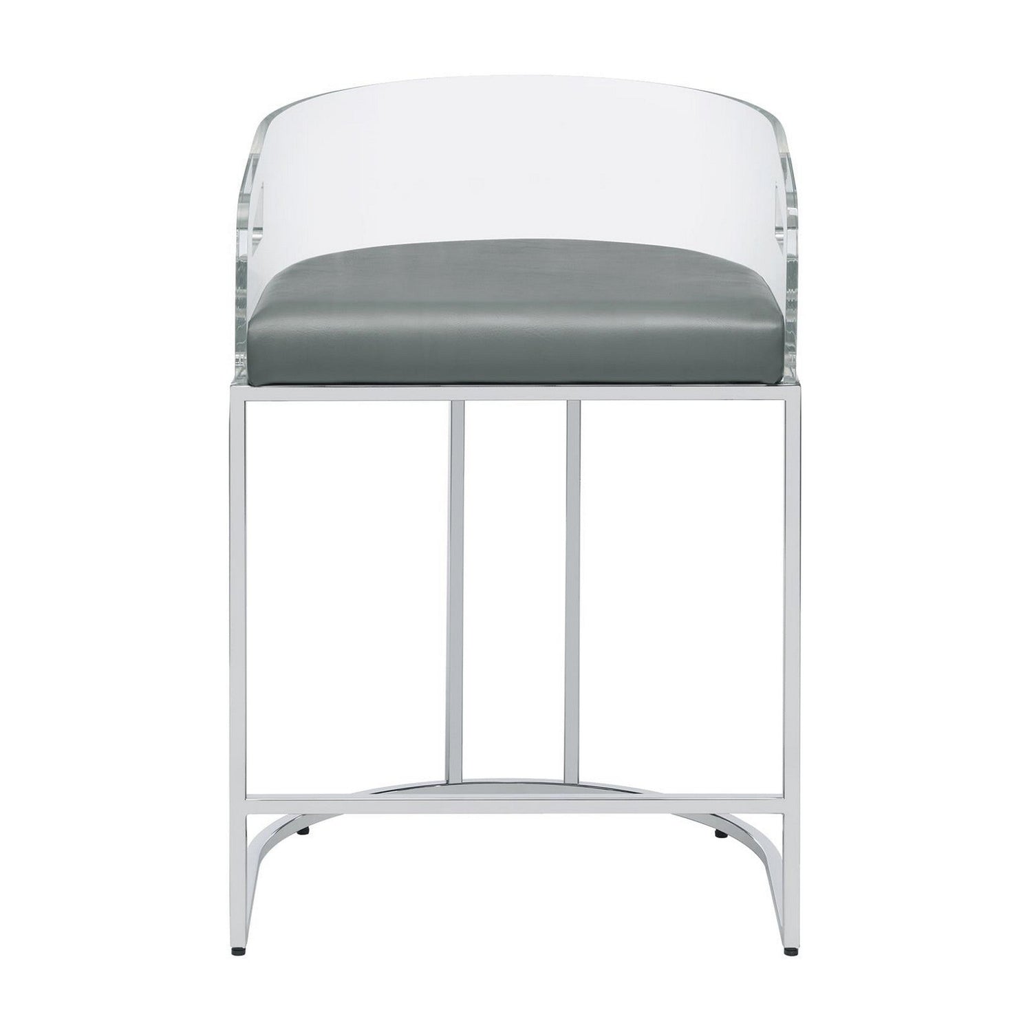 Thermosolis Acrylic Back Counter Height Stools Grey and Chrome (Set of 2) 183405
