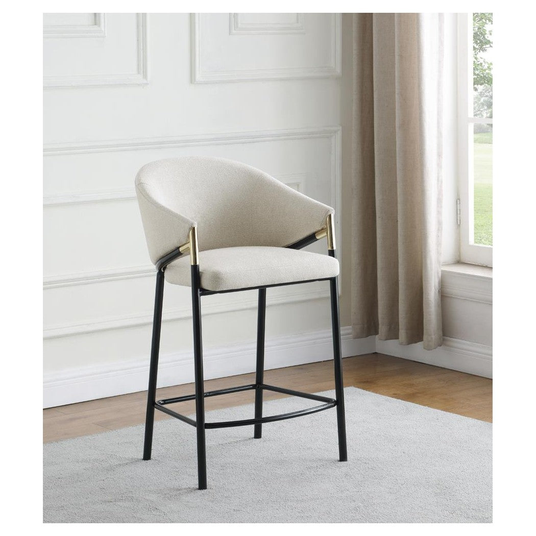 Chadwick Sloped Arm Counter Height Stools Beige and Glossy Black (Set of 2) 183436