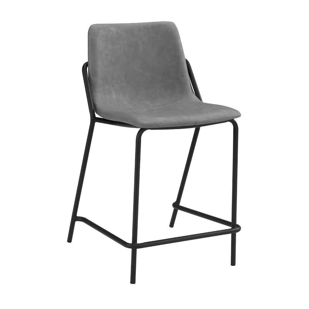 Earnest Solid Back Upholstered Counter Height Stools Grey and Black (Set of 2) 183452