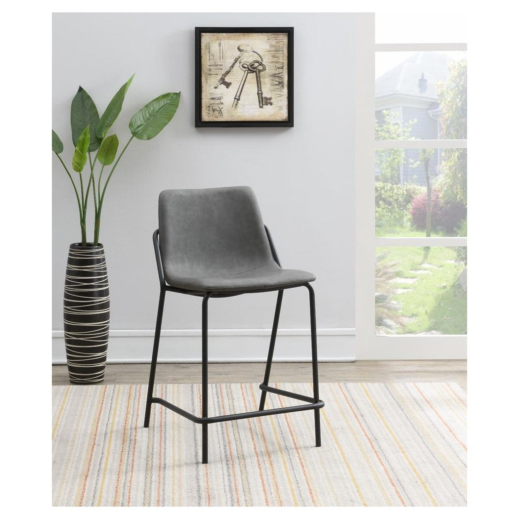 Earnest Solid Back Upholstered Counter Height Stools Grey and Black (Set of 2) 183452