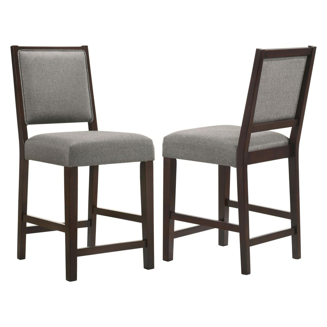 Bedford Upholstered Open Back Counter Height Stools with Footrest (Set of 2) Grey and Espresso 183471