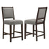 Bedford Upholstered Open Back Counter Height Stools with Footrest (Set of 2) Grey and Espresso 183471