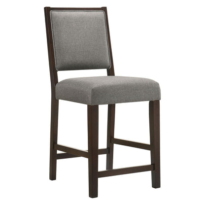 Bedford Upholstered Open Back Counter Height Stools with Footrest (Set of 2) Grey and Espresso 183471