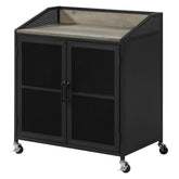 Arlette Wine Cabinet with Wire Mesh Doors Grey Wash and Sandy Black 183476