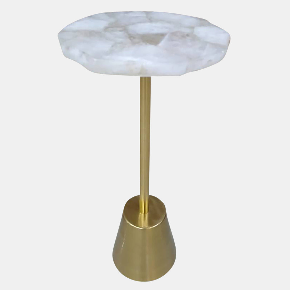 Sagebrook Home 24&quot; Agate Top Rough Edge Accent Table, White/gold