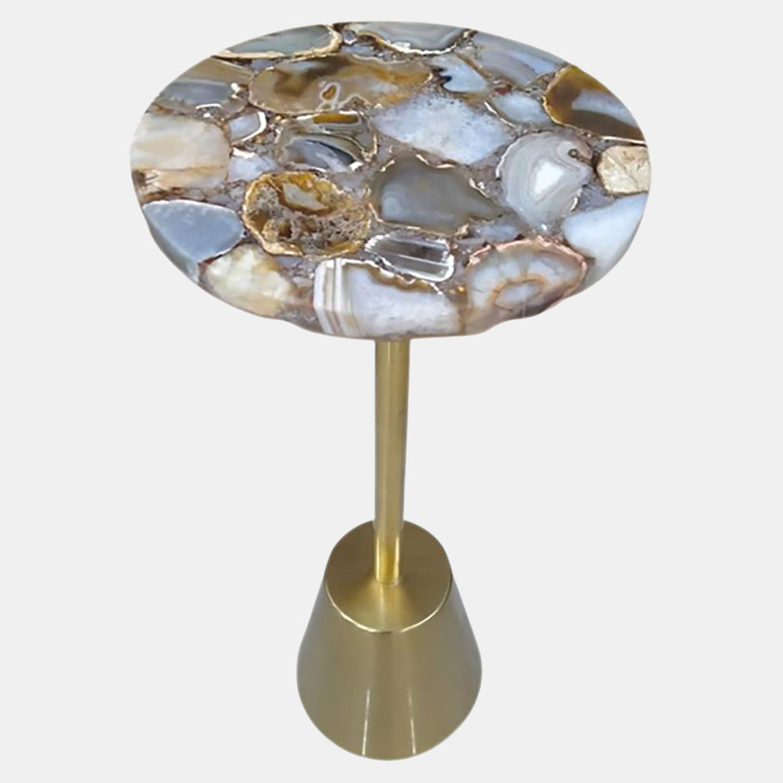 Sagebrook Home 24&quot; Agate Top Polished Edge Accent Table, Gold