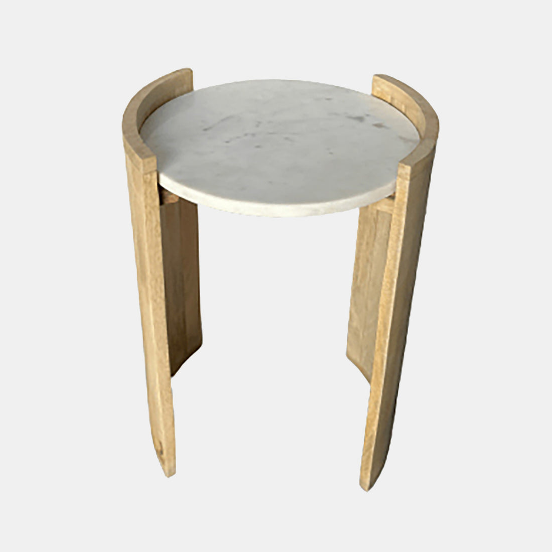Sagebrook Home 20&quot; Marble Top Mango Side Table, Wht/nat Kd