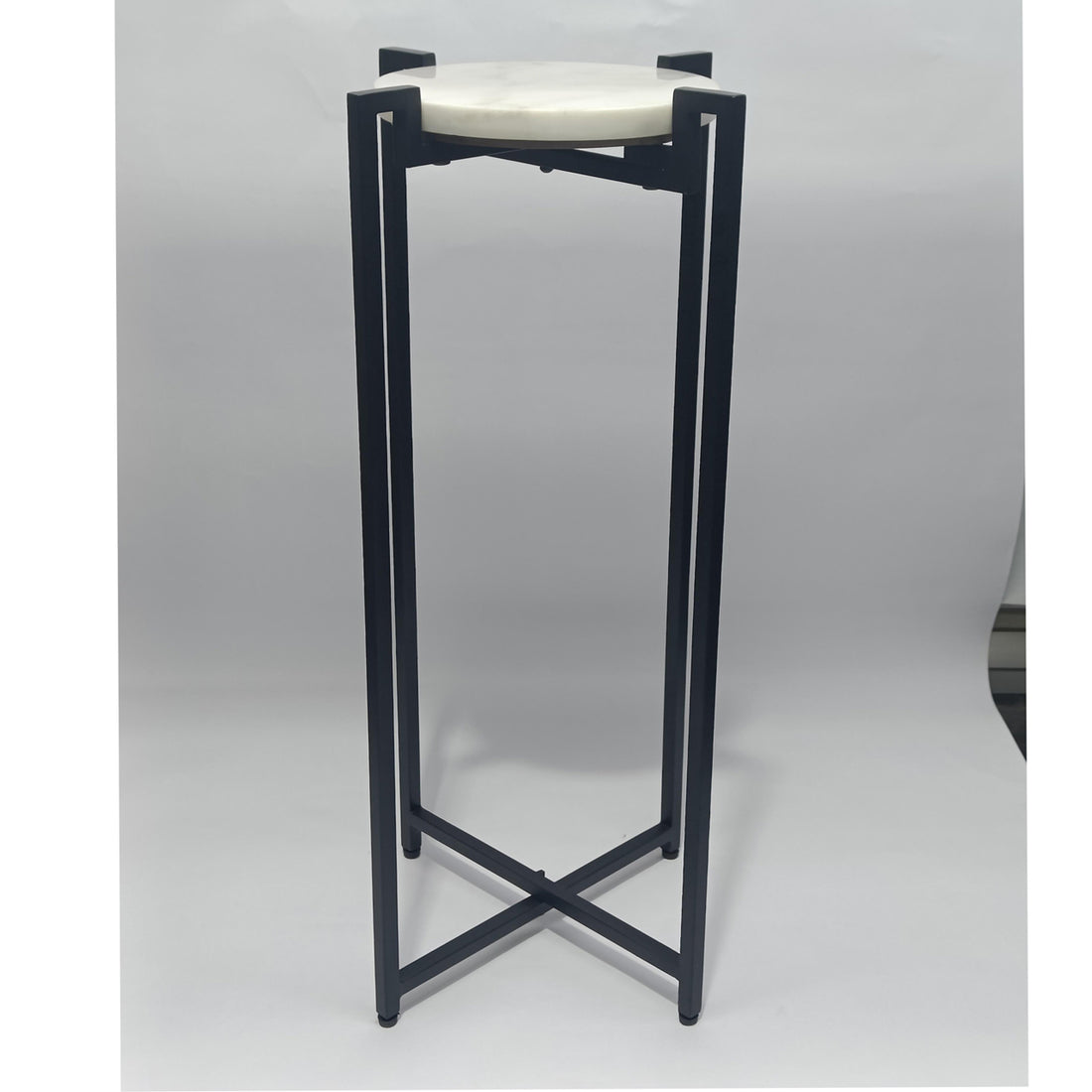 Sagebrook Home 25&quot; Marble Top Accent Table, Blk Kd