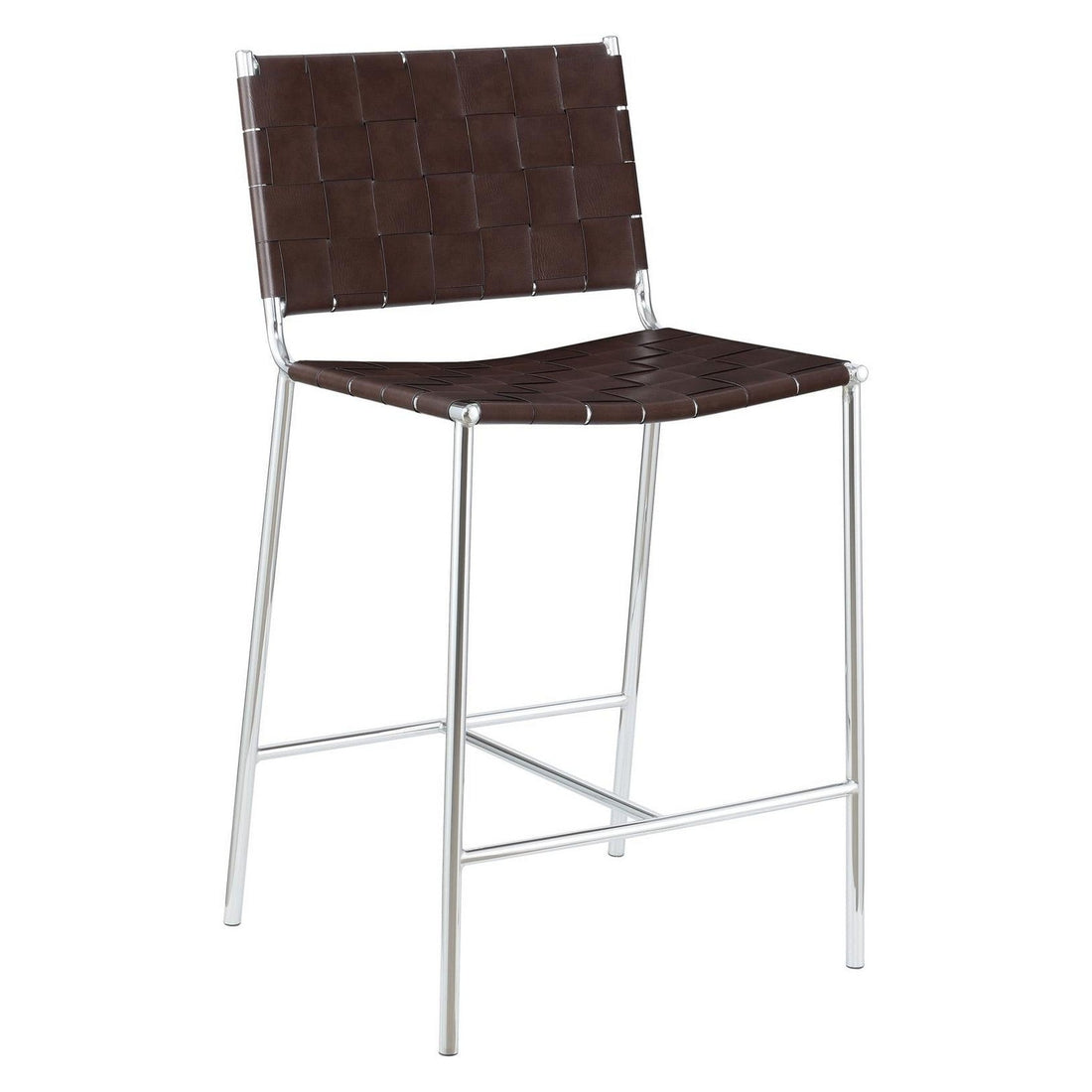 Adelaide Upholstered Counter Height Stool with Open Back Brown and Chrome 183583