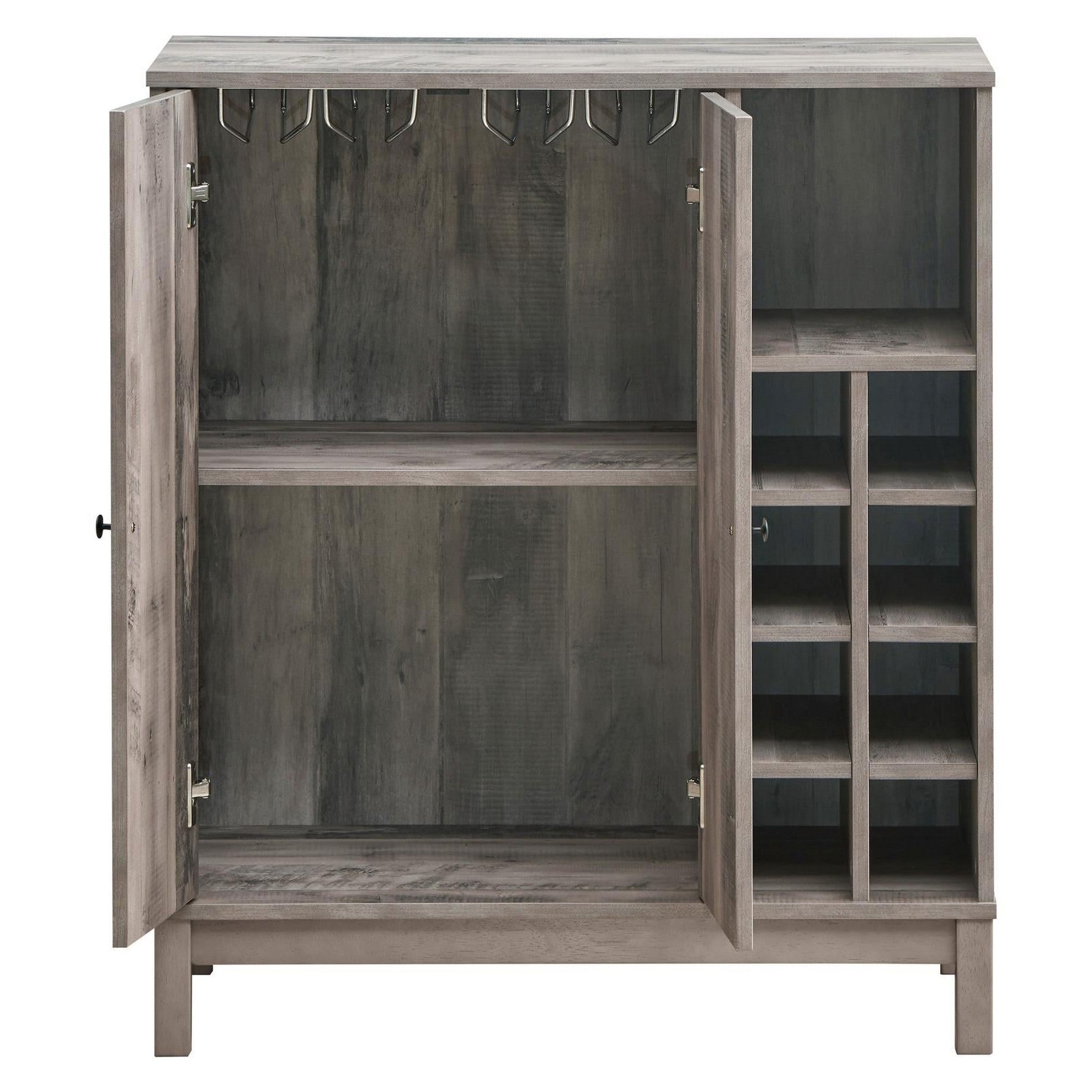 Cheyenne 2-door Wine Cabinet with Stemware Rack Weathered Acacia 183600