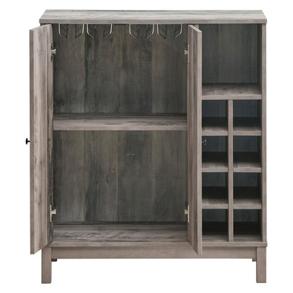Cheyenne 2-door Wine Cabinet with Stemware Rack Weathered Acacia 183600
