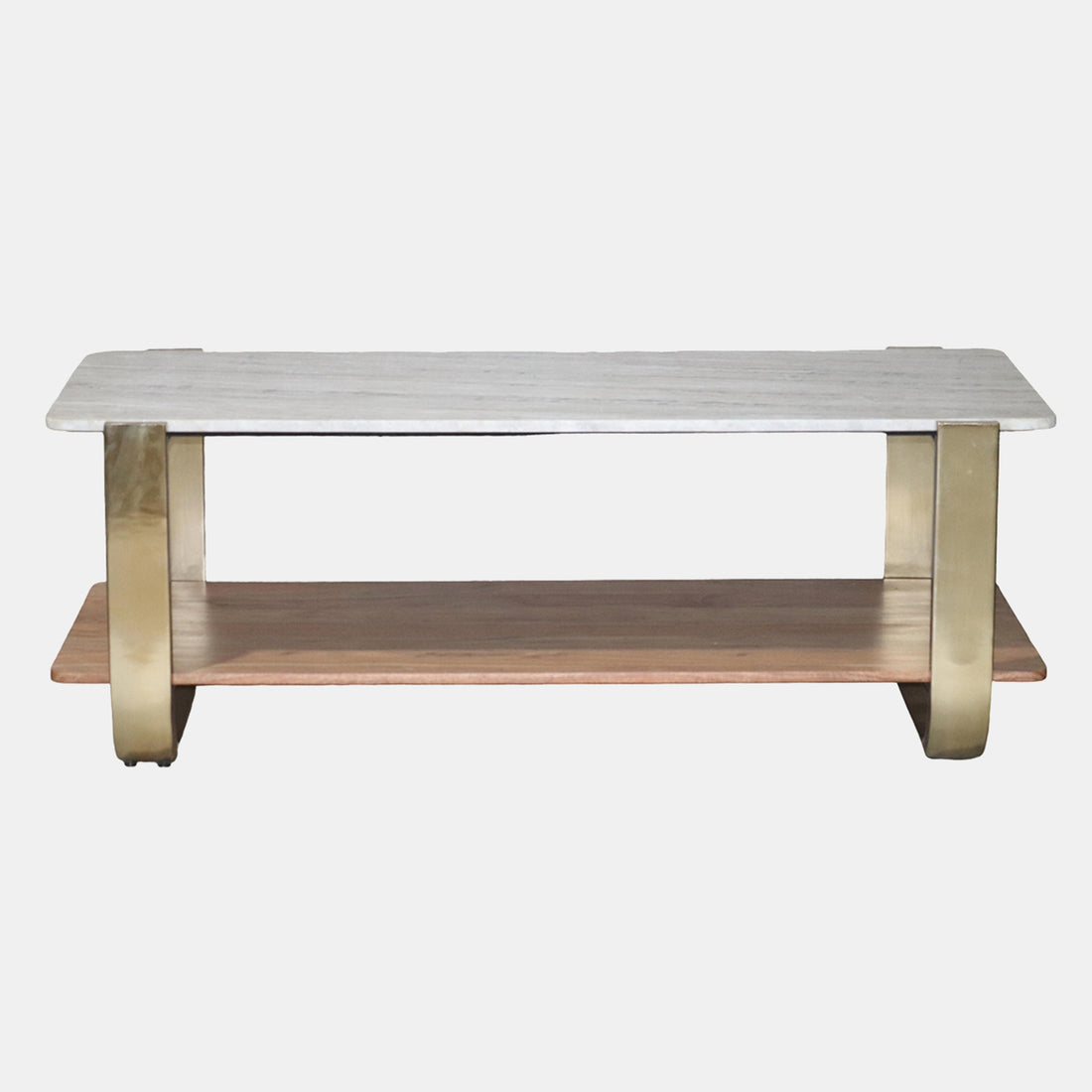Sagebrook Home 17&quot; Marble Top Rectangle Coffee, Gold Kd