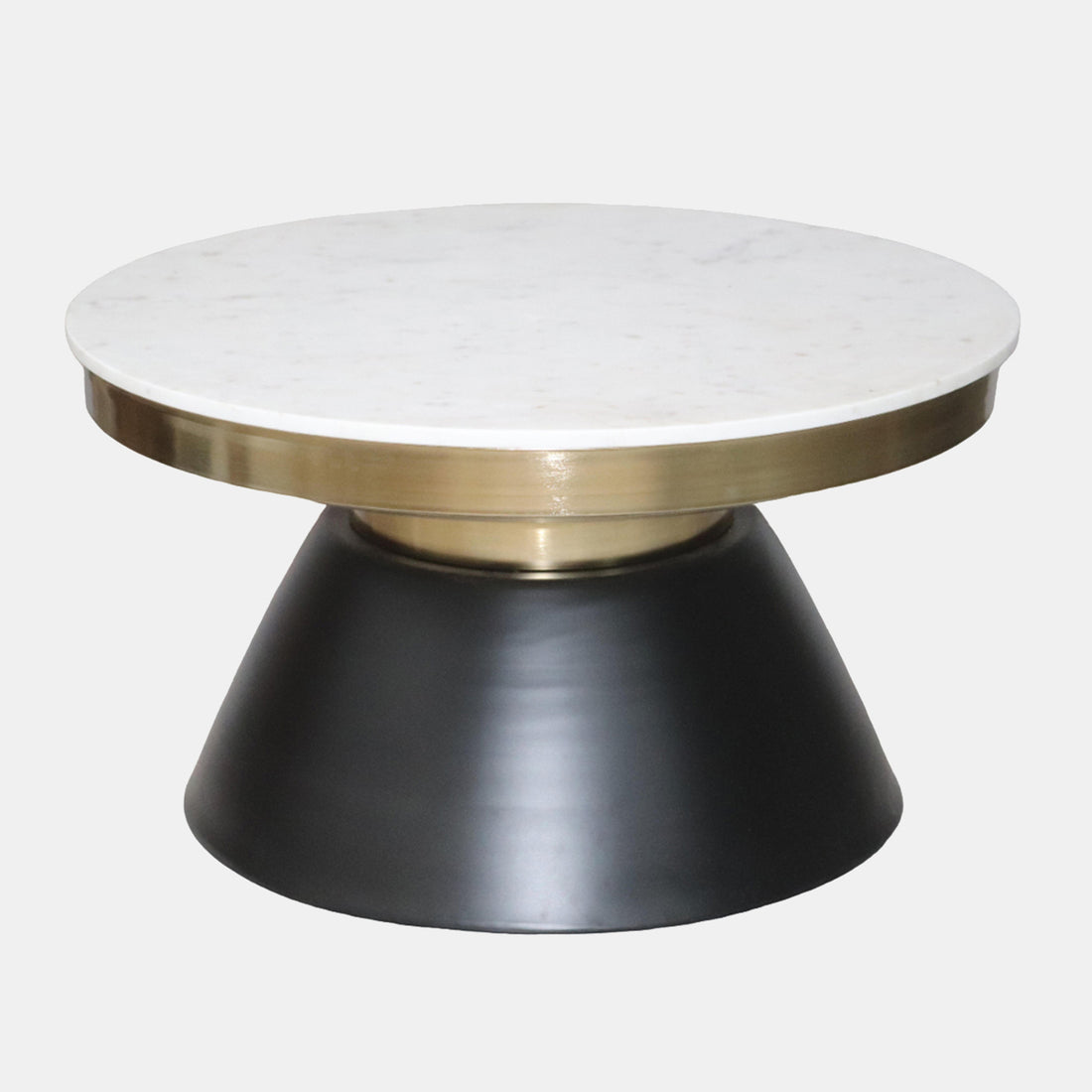 Sagebrook Home 17&quot; Marble Top Round Coffee Table, Black &amp; Gold