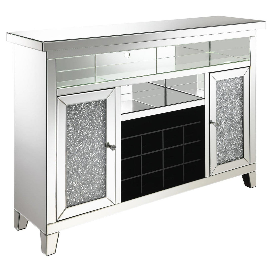 Melinda 2-Door Wine Cabinet with Lighting Mirror 183627