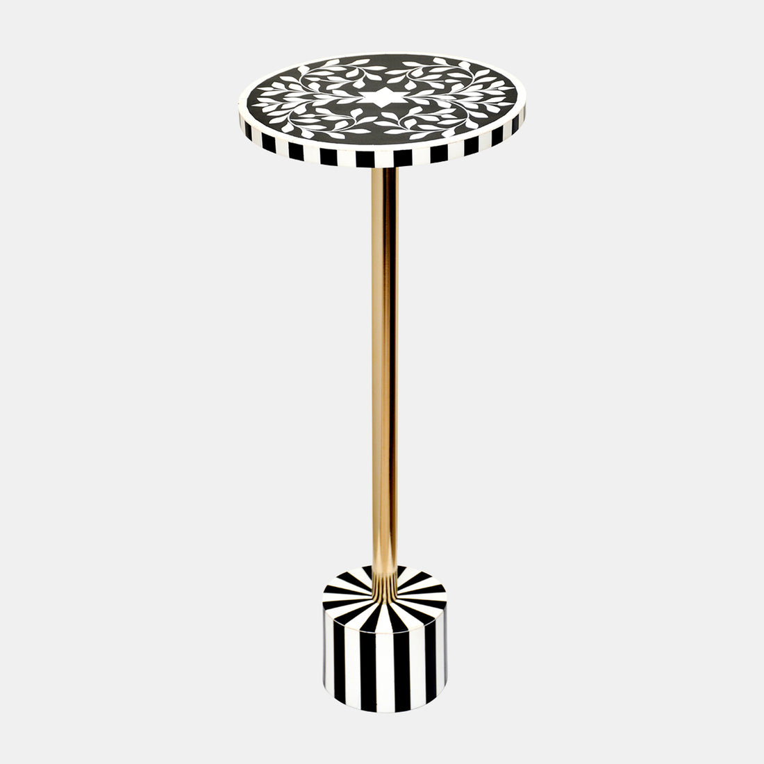 Sagebrook Home Metal, 25&quot; Harlequin Stripe Drink Table, Black/whi