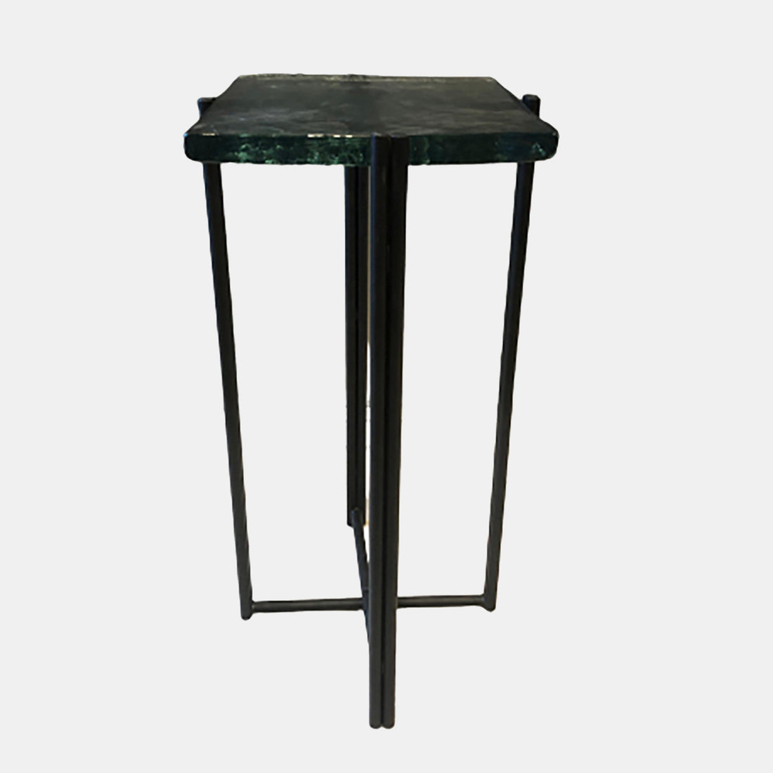 Sagebrook Home Metal, 22&quot; Thick Glass Top Side Table, Black Kd