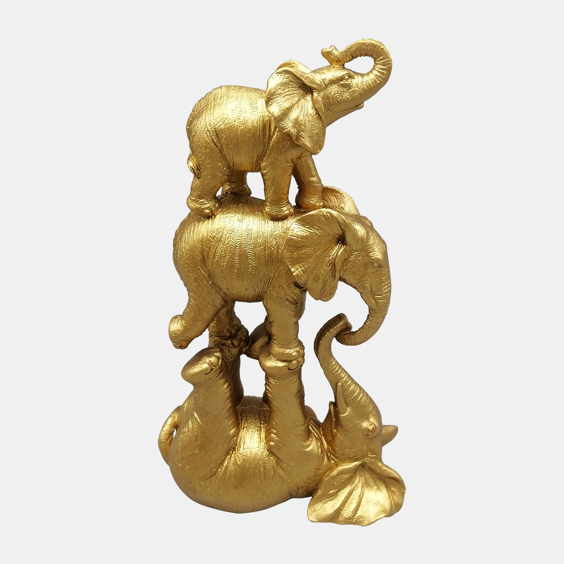 Sagebrook Home Resin, 10&quot; Stacked Playing Elephants, Gold