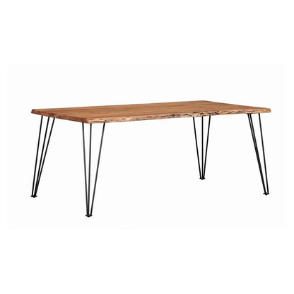 Sherman Rectangular Dining Table Natural Acacia and Matte Black 190911
