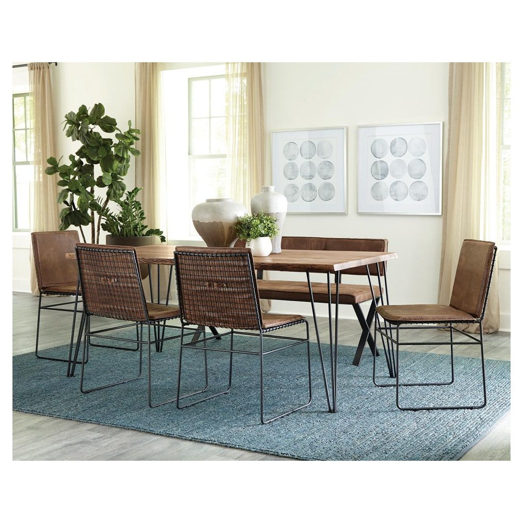 Sherman Rectangular Dining Table Natural Acacia and Matte Black 190911