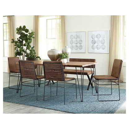 Sherman Rectangular Dining Table Natural Acacia and Matte Black 190911