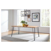 Sherman Rectangular Dining Table Natural Acacia and Matte Black 190911