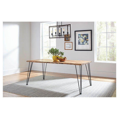 Sherman Rectangular Dining Table Natural Acacia and Matte Black 190911