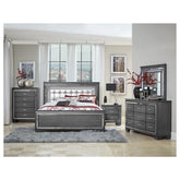 (3) QUEEN BED, LED HEADBOARD 1916GY-1*