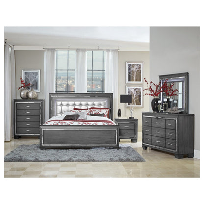(3) QUEEN BED, LED HEADBOARD 1916GY-1*
