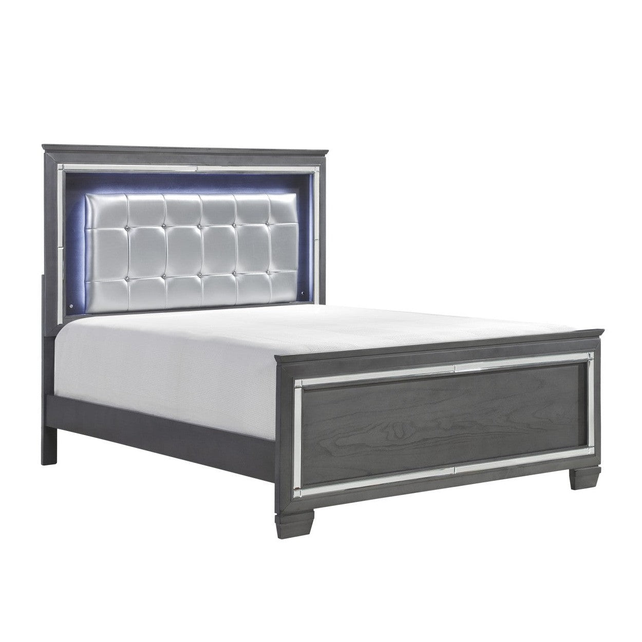 (3) QUEEN BED, LED HEADBOARD 1916GY-1*