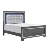 (3) QUEEN BED, LED HEADBOARD 1916GY-1*
