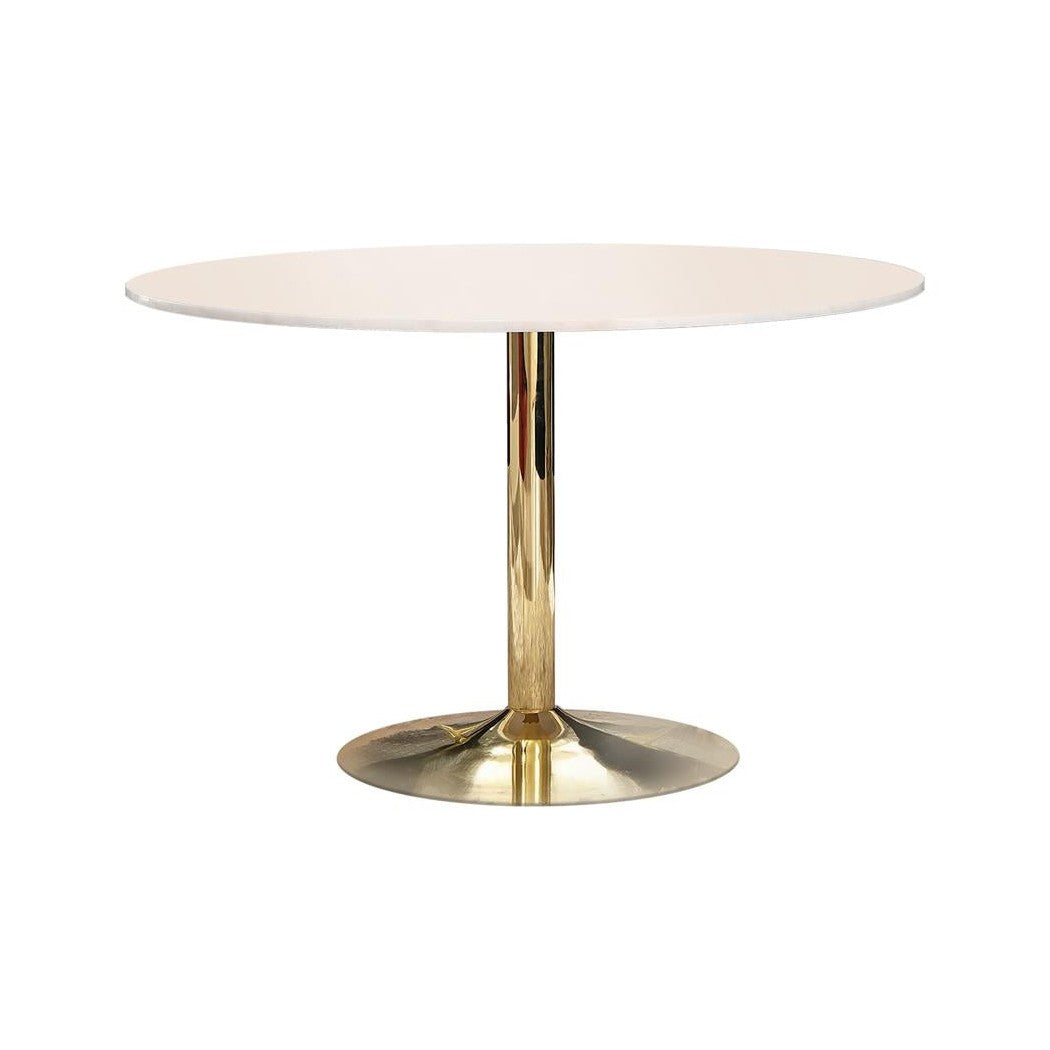 Kella Round Dining Table Natural Marble and Gold 192061