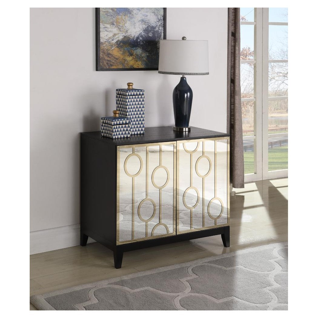 Lindsey 2-door Rectangular Server Black and Gold 192075