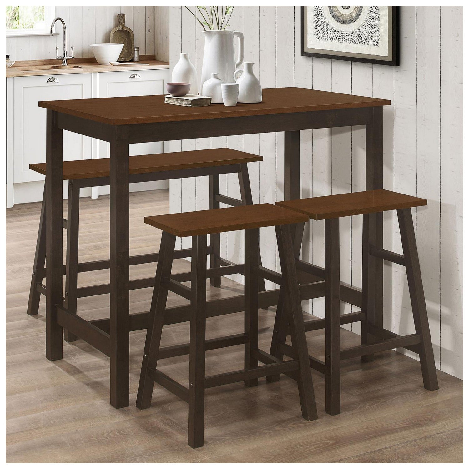 Connie 4-piece Counter Height Set Chestnut and Dark Brown 192090