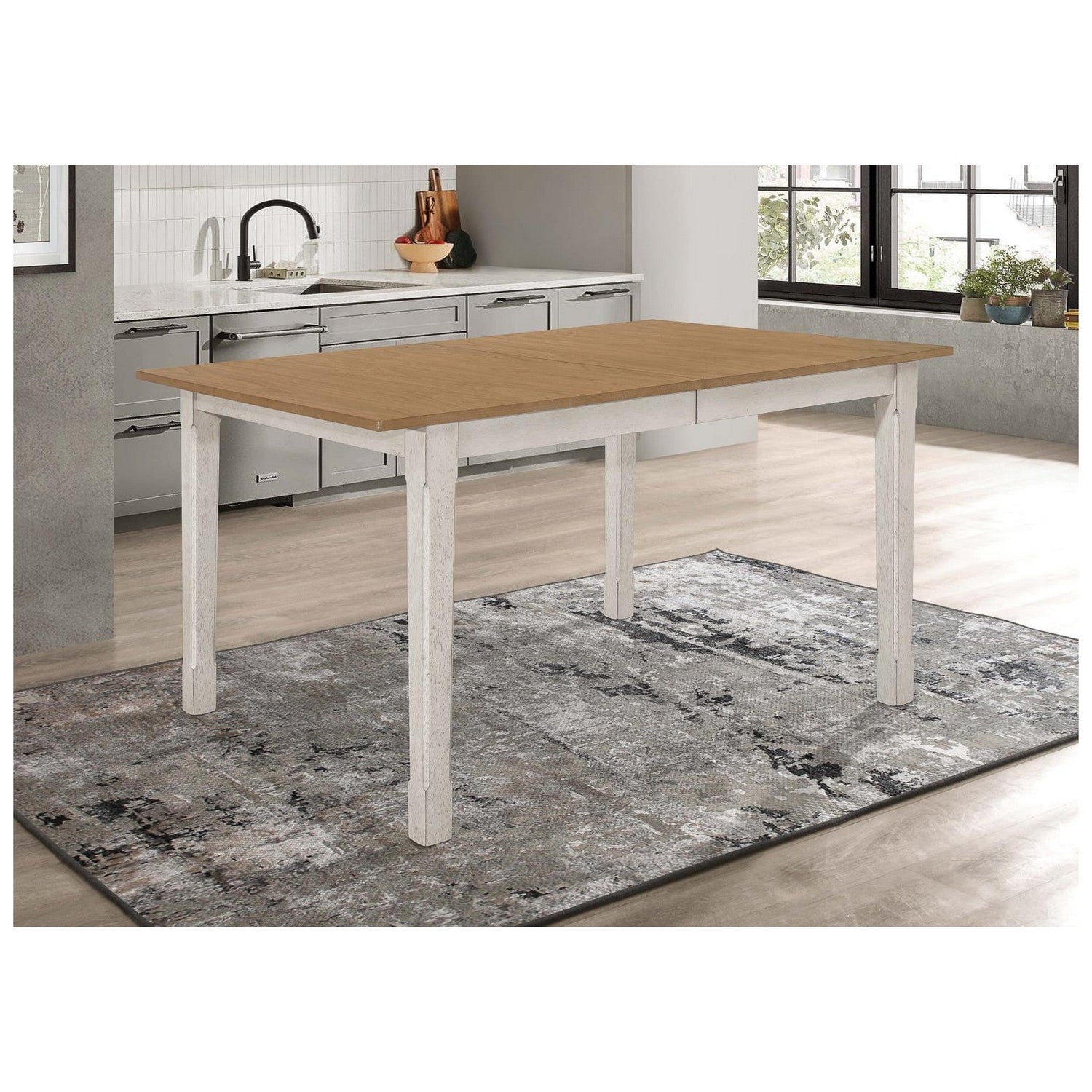 Kirby Rectangular Dining Table with Butterfly Leaf Natural and Rustic Off White 192691