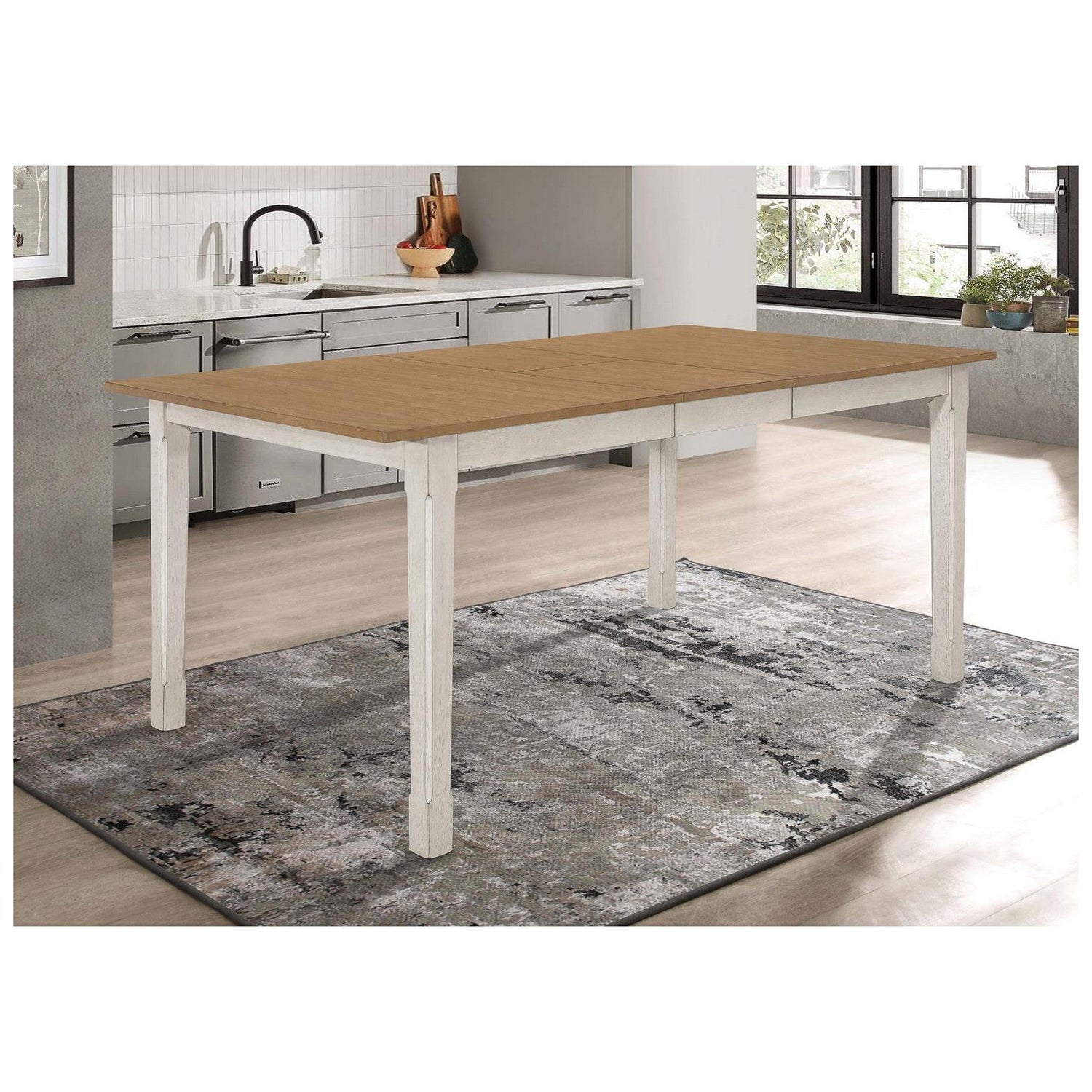 Kirby Rectangular Dining Table with Butterfly Leaf Natural and Rustic Off White 192691