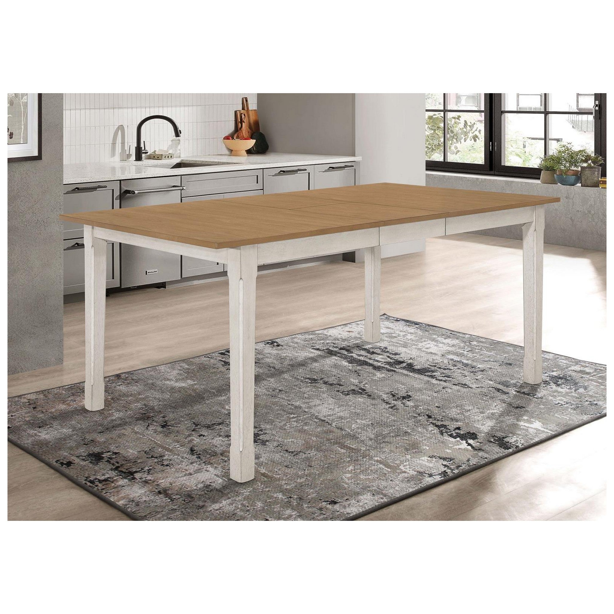 Kirby Rectangular Dining Table with Butterfly Leaf Natural and Rustic Off White 192691