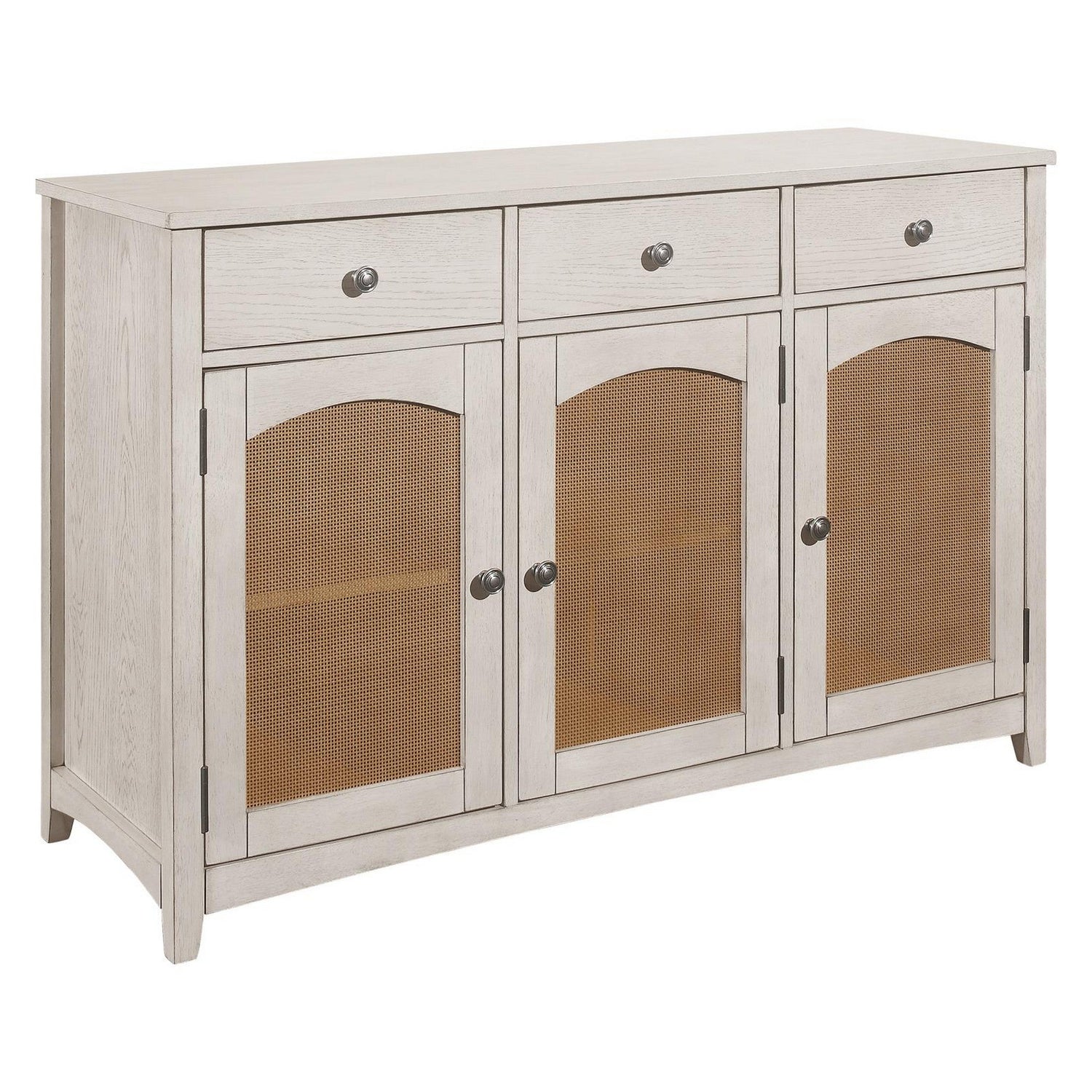 Kirby 3-drawer Rectangular Server with Adjustable Shelves Natural and Rustic Off White 192695