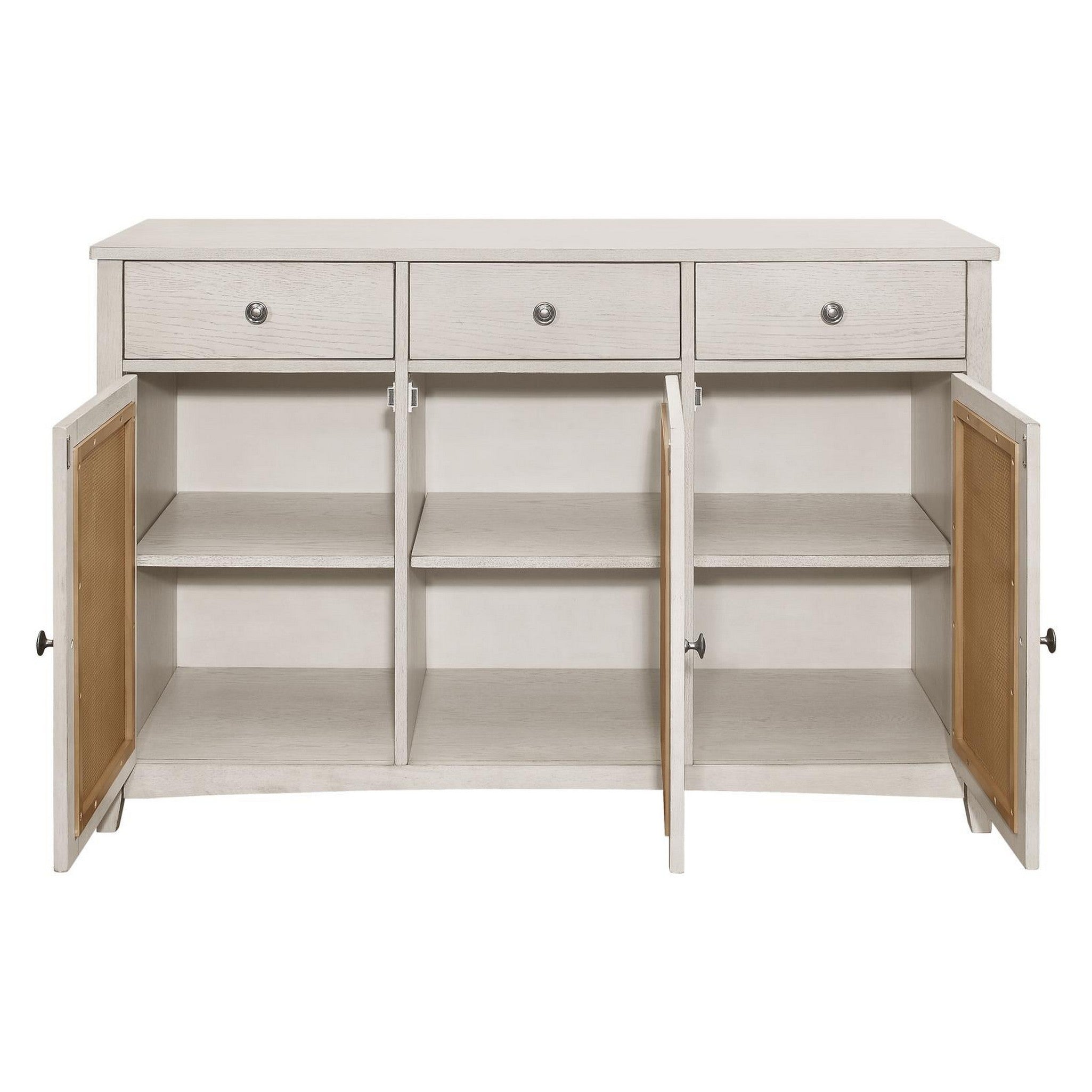 Kirby 3-drawer Rectangular Server with Adjustable Shelves Natural and Rustic Off White 192695