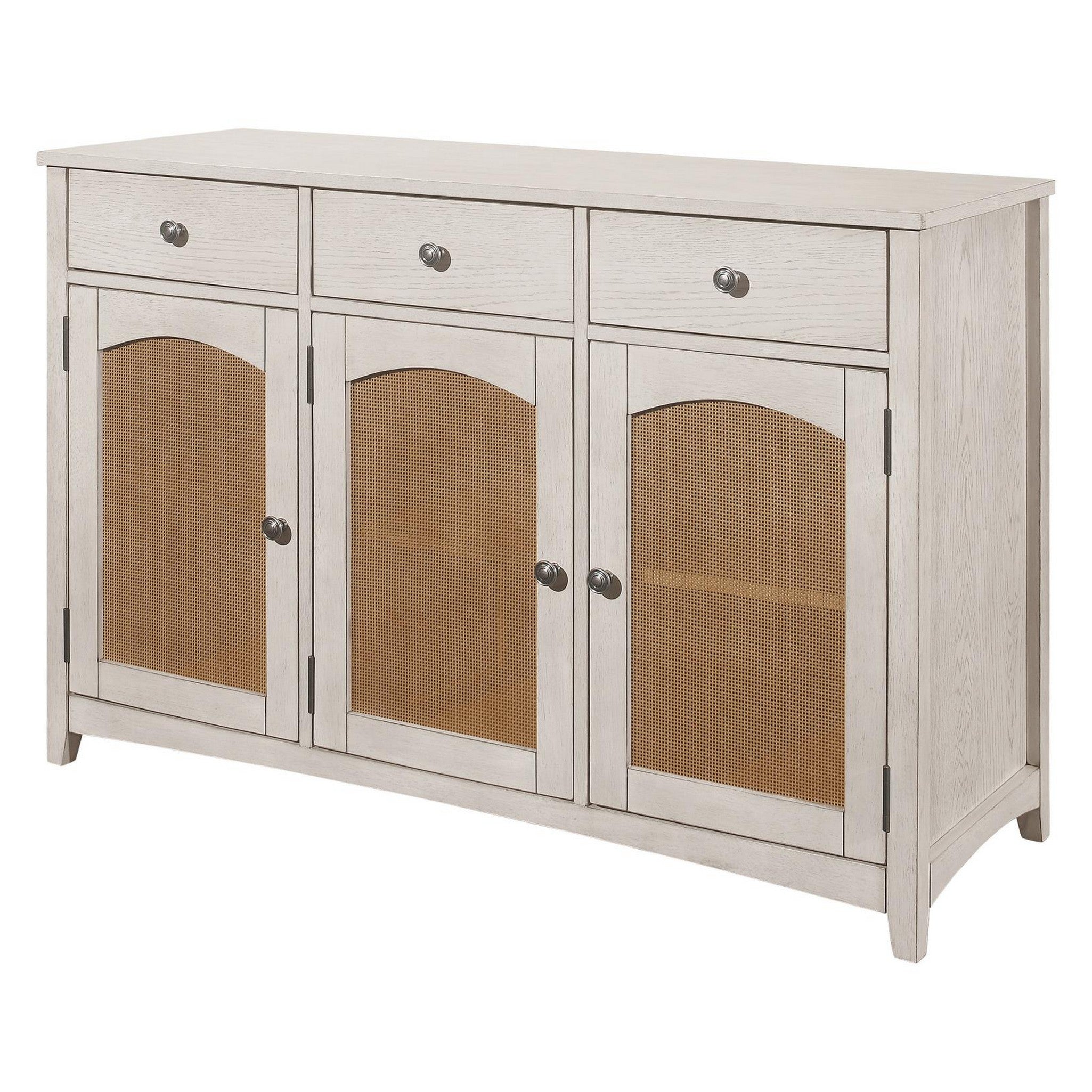 Kirby 3-drawer Rectangular Server with Adjustable Shelves Natural and Rustic Off White 192695