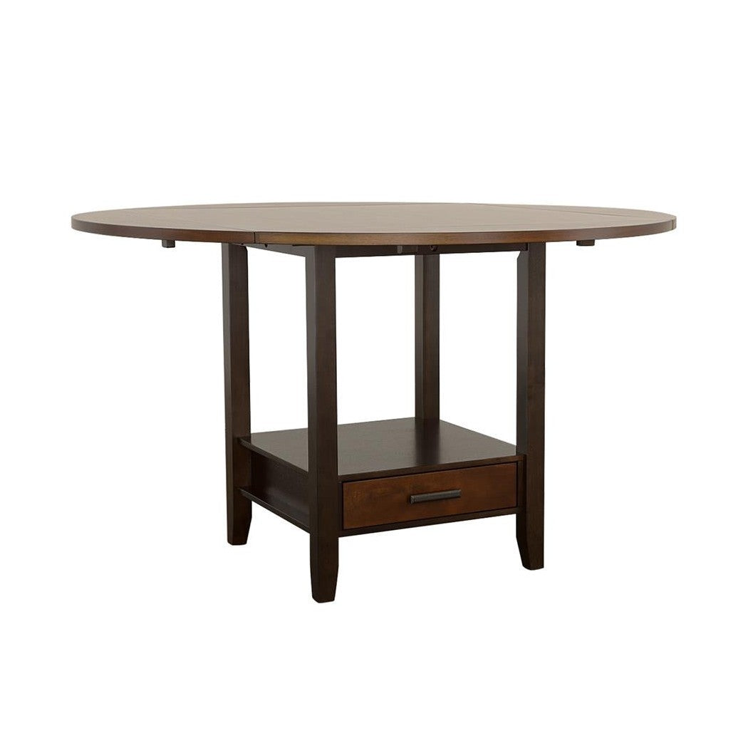 Sanford Round Counter Height Table with Drop Leaf Cinnamon and Espresso 192728