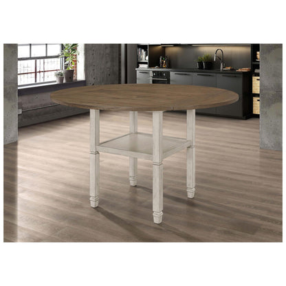 Sarasota Counter Height Table with Shelf Storage Nutmeg and Rustic Cream 192818